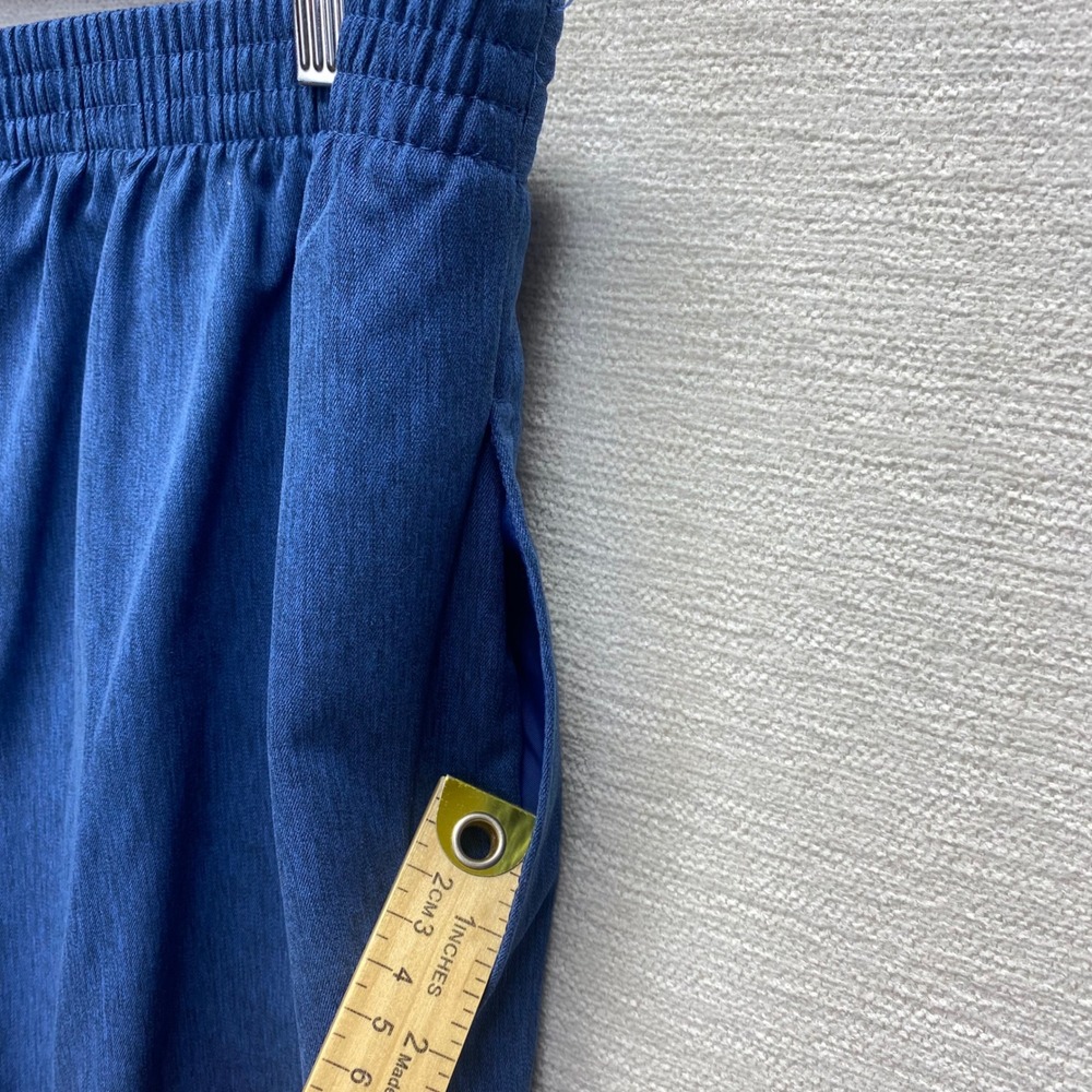 Alfred Dunner Petite 16P Blue Textured Pull On Flat Front Elastic Back Pants - Picture 6 of 12
